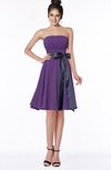 ColsBM Amiya Dark Purple Glamorous A-line Sleeveless Zip up Chiffon Knee Length Bridesmaid Dresses