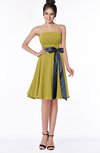 ColsBM Amiya Golden Olive Glamorous A-line Sleeveless Zip up Chiffon Knee Length Bridesmaid Dresses