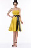 ColsBM Amiya Lemon Curry Glamorous A-line Sleeveless Zip up Chiffon Knee Length Bridesmaid Dresses