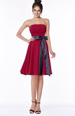 ColsBM Amiya Maroon Glamorous A-line Sleeveless Zip up Chiffon Knee Length Bridesmaid Dresses