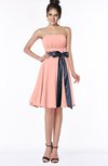 ColsBM Amiya Peach Glamorous A-line Sleeveless Zip up Chiffon Knee Length Bridesmaid Dresses