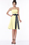 ColsBM Amiya Soft Yellow Glamorous A-line Sleeveless Zip up Chiffon Knee Length Bridesmaid Dresses