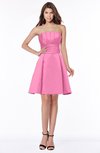 ColsBM Karen Carnation Pink Glamorous A-line Strapless Sleeveless Half Backless Satin Bridesmaid Dresses