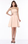 ColsBM Karen Fresh Salmon Glamorous A-line Strapless Sleeveless Half Backless Satin Bridesmaid Dresses