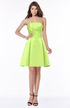 ColsBM Karen Lime Green Glamorous A-line Strapless Sleeveless Half Backless Satin Bridesmaid Dresses