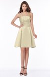 ColsBM Karen Novelle Peach Glamorous A-line Strapless Sleeveless Half Backless Satin Bridesmaid Dresses