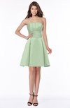 ColsBM Karen Pale Green Glamorous A-line Strapless Sleeveless Half Backless Satin Bridesmaid Dresses