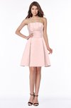 ColsBM Karen Pastel Pink Glamorous A-line Strapless Sleeveless Half Backless Satin Bridesmaid Dresses