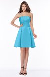 ColsBM Karen River Blue Glamorous A-line Strapless Sleeveless Half Backless Satin Bridesmaid Dresses