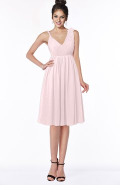 ColsBM Jaylin Petal Pink Mature V-neck Sleeveless Zip up Knee Length Appliques Bridesmaid Dresses
