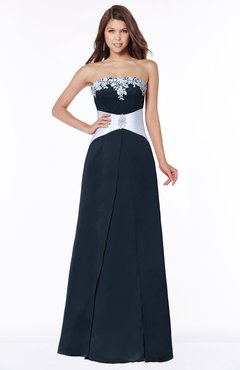 ColsBM Alivia Navy Blue Glamorous A-line Bateau Sleeveless Half Backless Flower Bridesmaid Dresses