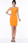ColsBM Meadow Orange Luxury Sleeveless Satin Knee Length Beaded Bridesmaid Dresses