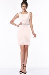 ColsBM Meadow Petal Pink Luxury Sleeveless Satin Knee Length Beaded Bridesmaid Dresses