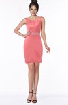 ColsBM Meadow Shell Pink Luxury Sleeveless Satin Knee Length Beaded Bridesmaid Dresses