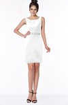 ColsBM Meadow White Luxury Sleeveless Satin Knee Length Beaded Bridesmaid Dresses