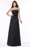 ColsBM Lyric Black Modest A-line Strapless Sleeveless Half Backless Satin Bridesmaid Dresses
