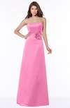 ColsBM Lyric Carnation Pink Modest A-line Strapless Sleeveless Half Backless Satin Bridesmaid Dresses