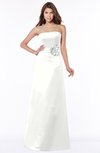 ColsBM Lyric Cloud White Modest A-line Strapless Sleeveless Half Backless Satin Bridesmaid Dresses