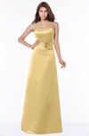 ColsBM Lyric Gold Modest A-line Strapless Sleeveless Half Backless Satin Bridesmaid Dresses