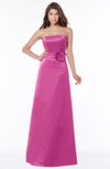 ColsBM Lyric Hot Pink Modest A-line Strapless Sleeveless Half Backless Satin Bridesmaid Dresses