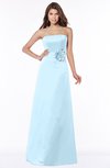 ColsBM Lyric Ice Blue Modest A-line Strapless Sleeveless Half Backless Satin Bridesmaid Dresses