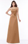 ColsBM Lyric Light Brown Modest A-line Strapless Sleeveless Half Backless Satin Bridesmaid Dresses