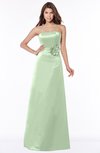ColsBM Lyric Pale Green Modest A-line Strapless Sleeveless Half Backless Satin Bridesmaid Dresses