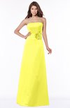 ColsBM Lyric Pale Yellow Modest A-line Strapless Sleeveless Half Backless Satin Bridesmaid Dresses