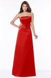 ColsBM Lyric Red Modest A-line Strapless Sleeveless Half Backless Satin Bridesmaid Dresses