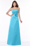 ColsBM Lyric River Blue Modest A-line Strapless Sleeveless Half Backless Satin Bridesmaid Dresses