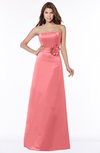 ColsBM Lyric Shell Pink Modest A-line Strapless Sleeveless Half Backless Satin Bridesmaid Dresses