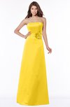 ColsBM Lyric Yellow Modest A-line Strapless Sleeveless Half Backless Satin Bridesmaid Dresses