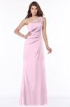 ColsBM Kathleen Baby Pink Mature A-line One Shoulder Half Backless Floor Length Lace Bridesmaid Dresses