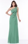 ColsBM Kathleen Beryl Green Mature A-line One Shoulder Half Backless Floor Length Lace Bridesmaid Dresses