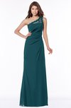 ColsBM Kathleen Blue Green Mature A-line One Shoulder Half Backless Floor Length Lace Bridesmaid Dresses