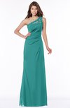 ColsBM Kathleen Emerald Green Mature A-line One Shoulder Half Backless Floor Length Lace Bridesmaid Dresses