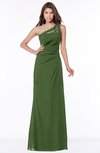 ColsBM Kathleen Garden Green Mature A-line One Shoulder Half Backless Floor Length Lace Bridesmaid Dresses