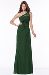 ColsBM Kathleen Hunter Green Mature A-line One Shoulder Half Backless Floor Length Lace Bridesmaid Dresses