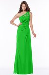 ColsBM Kathleen Jasmine Green Mature A-line One Shoulder Half Backless Floor Length Lace Bridesmaid Dresses