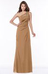 ColsBM Kathleen Light Brown Mature A-line One Shoulder Half Backless Floor Length Lace Bridesmaid Dresses