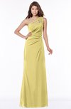 ColsBM Kathleen Misted Yellow Mature A-line One Shoulder Half Backless Floor Length Lace Bridesmaid Dresses
