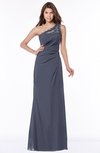 ColsBM Kathleen Nightshadow Blue Mature A-line One Shoulder Half Backless Floor Length Lace Bridesmaid Dresses
