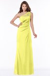 ColsBM Kathleen Pale Yellow Mature A-line One Shoulder Half Backless Floor Length Lace Bridesmaid Dresses