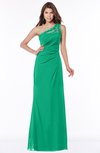 ColsBM Kathleen Pepper Green Mature A-line One Shoulder Half Backless Floor Length Lace Bridesmaid Dresses