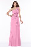 ColsBM Kathleen Pink Mature A-line One Shoulder Half Backless Floor Length Lace Bridesmaid Dresses