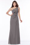 ColsBM Kathleen Ridge Grey Mature A-line One Shoulder Half Backless Floor Length Lace Bridesmaid Dresses