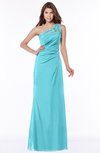 ColsBM Kathleen Turquoise Mature A-line One Shoulder Half Backless Floor Length Lace Bridesmaid Dresses