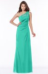 ColsBM Kathleen Viridian Green Mature A-line One Shoulder Half Backless Floor Length Lace Bridesmaid Dresses