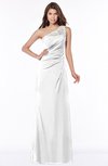 ColsBM Kathleen White Mature A-line One Shoulder Half Backless Floor Length Lace Bridesmaid Dresses