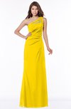 ColsBM Kathleen Yellow Mature A-line One Shoulder Half Backless Floor Length Lace Bridesmaid Dresses